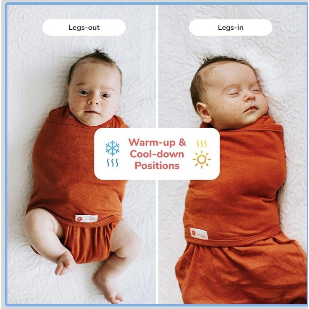 Embé 2-Way Baby Swaddle Wrap One Size 6-14 lbs Burnt Orange Cotton